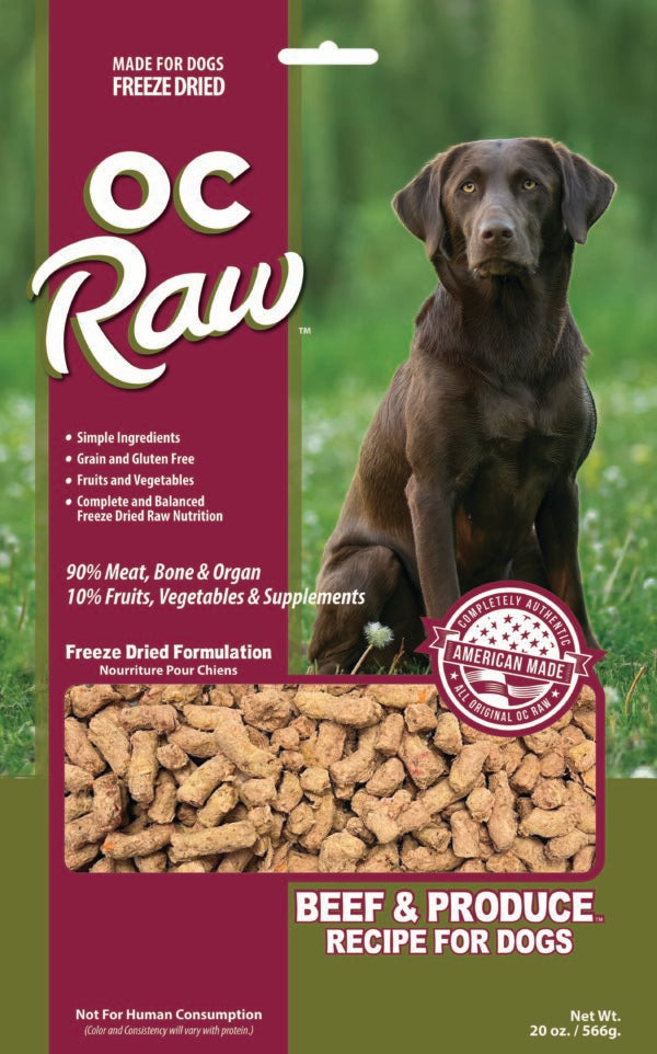 OC Raw Freeze Dried Beef and Produce 20oz Meaty Rox