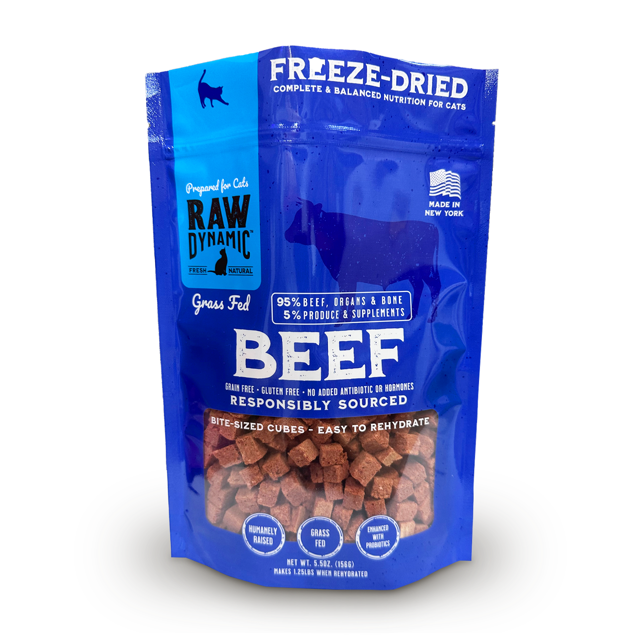 Raw Dynamic Freeze Dried Beef Cat Food 5.5oz