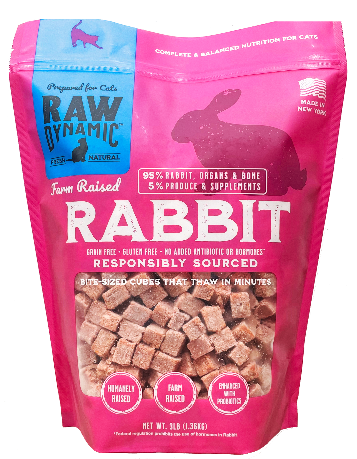 Raw Dynamic Rabbit Cat Food 3lb